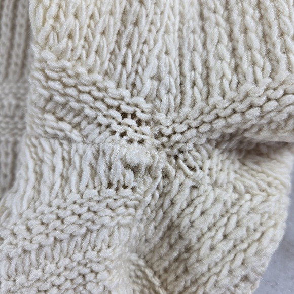 VTG 70s Pendleton 100% Virgin Wool Cable Knit Sweater Cream M USA Made Fisherman - Picture 10 of 10